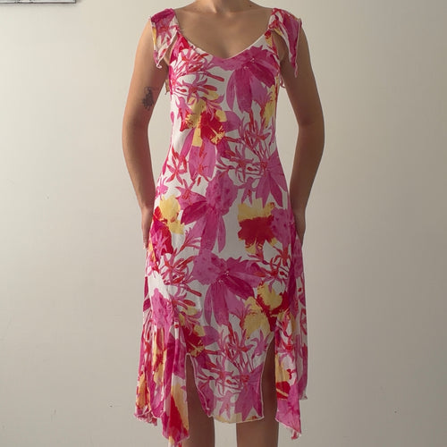 French Asymmetric Floral Dress | 10-12