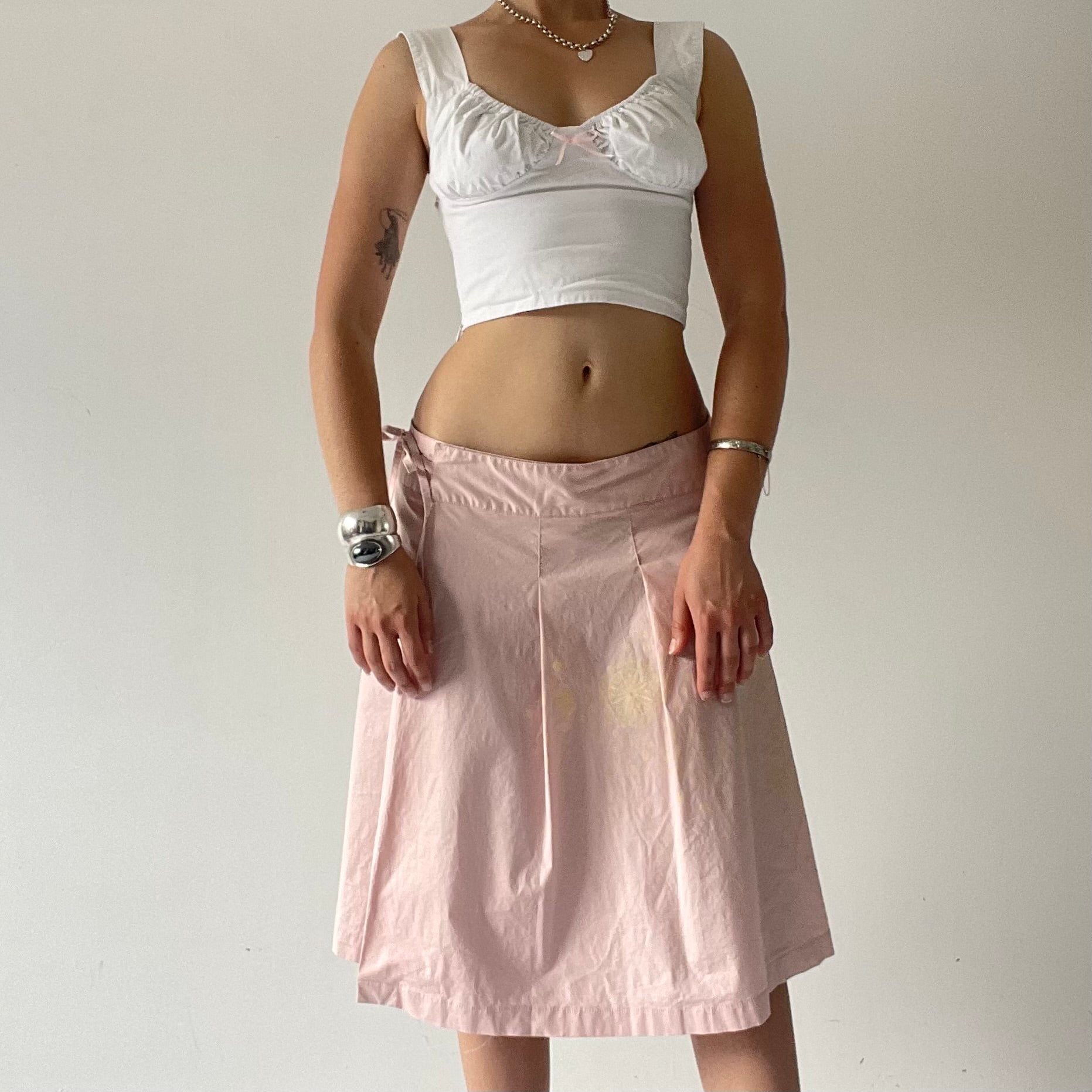 Spiral Pleated Wrap Midi Skirt | 8-10