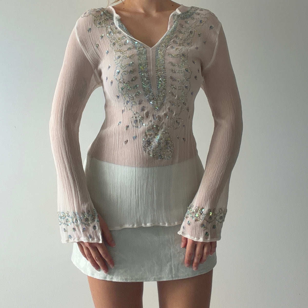 Venus Embroidered Silk Top | M