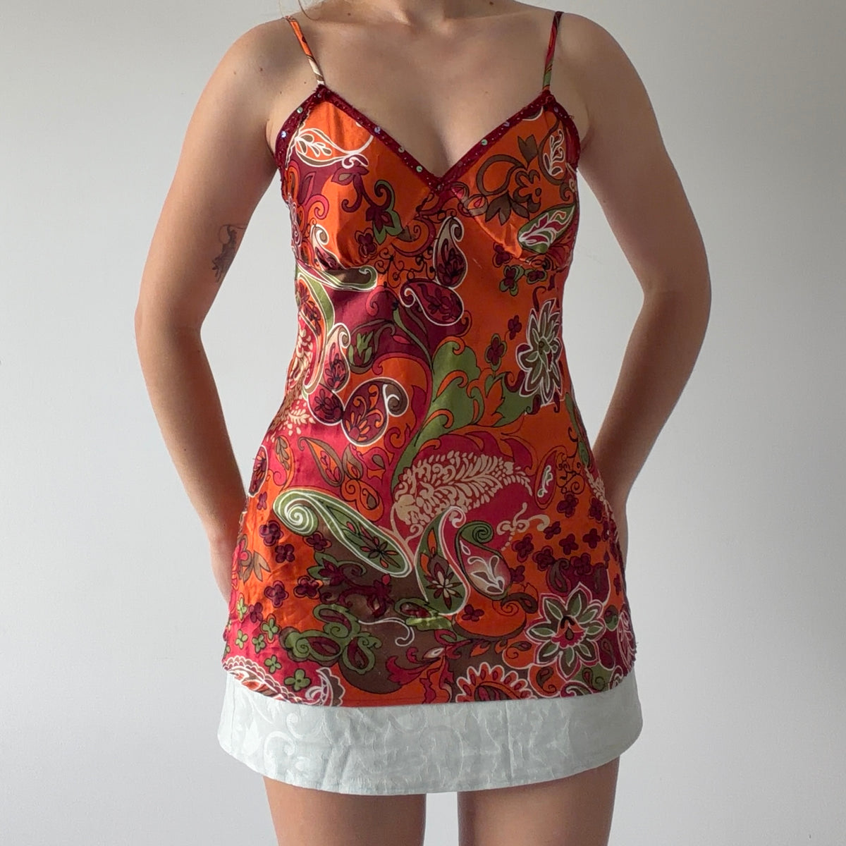 Xhilaration Paisley Satin Cami | S