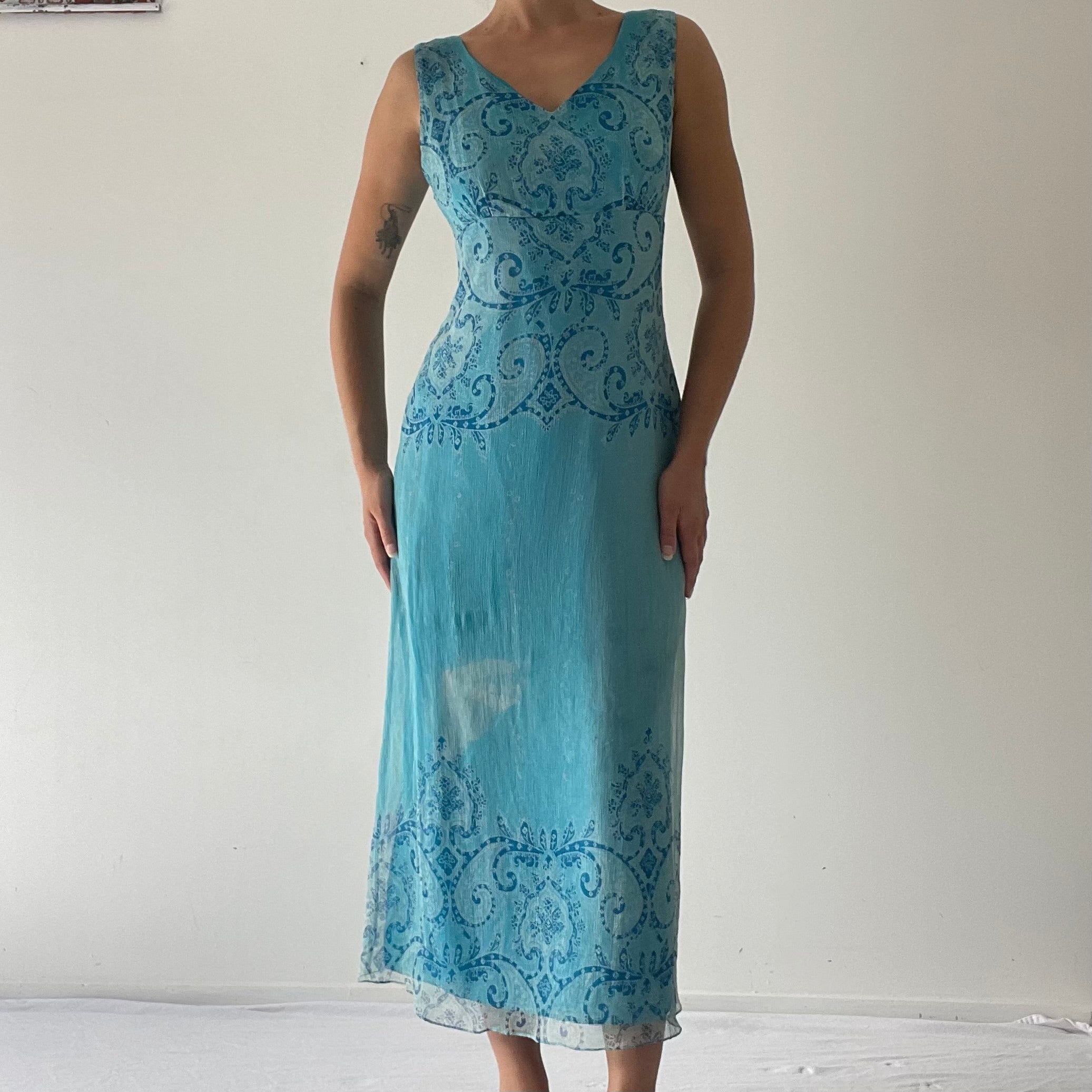 Silk Paisley Midi Dress | 8-10