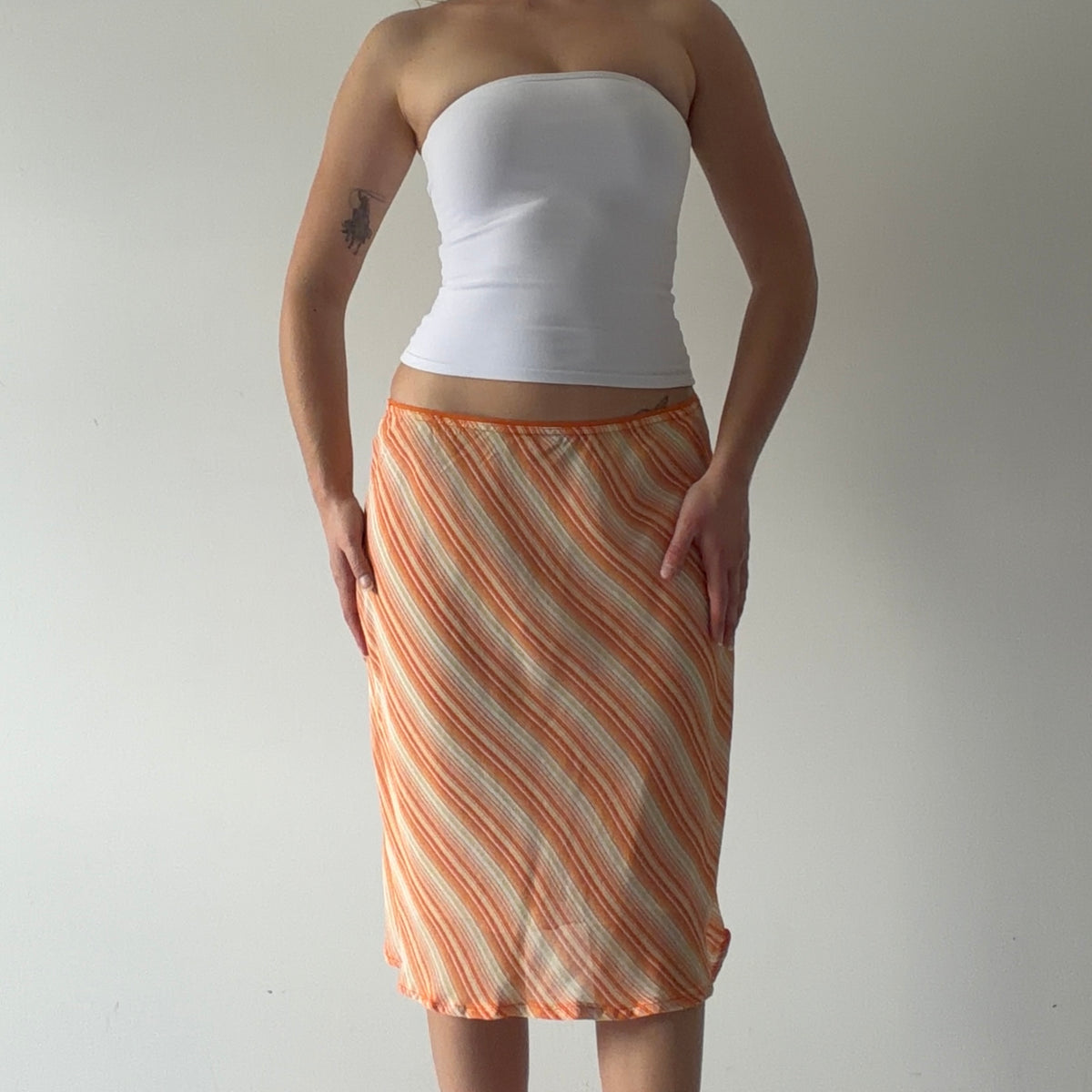 Blue Motion Stripe Midi Skirt | XS-S