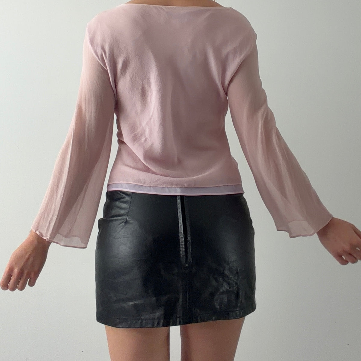 Petite Sophisticate Bell Sleeve Silk Top | M