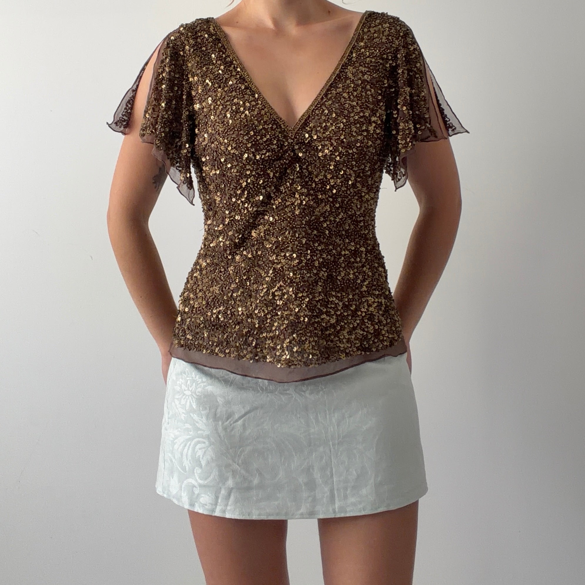 Adrianna Papell Silk Beaded Top | 8-10