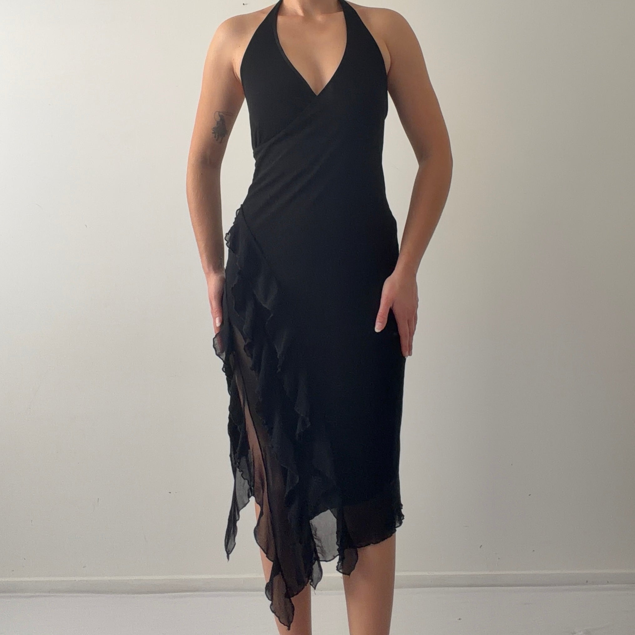 Halter Ruffle Midi Dress | 8-10