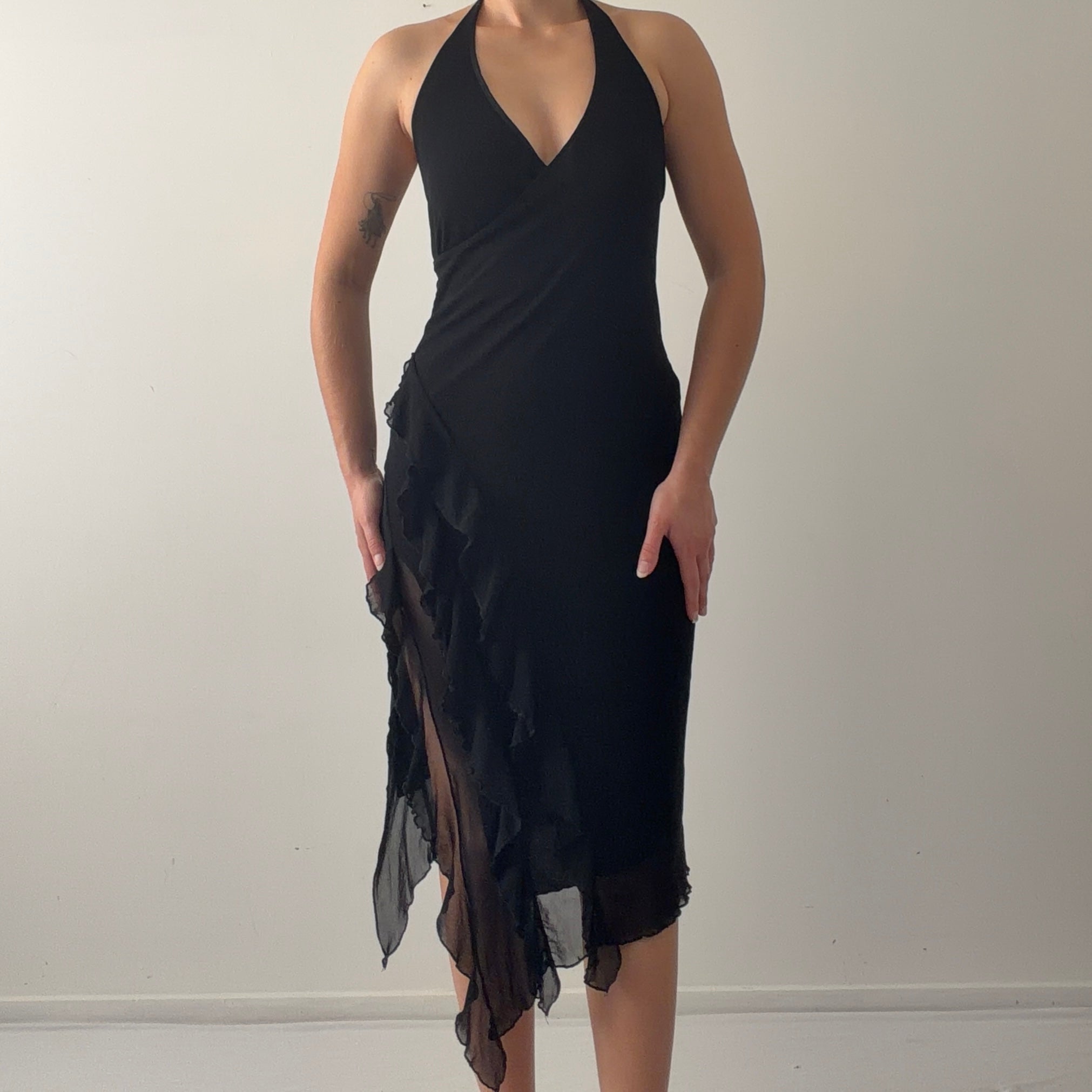 Halter Ruffle Midi Dress | 8-10