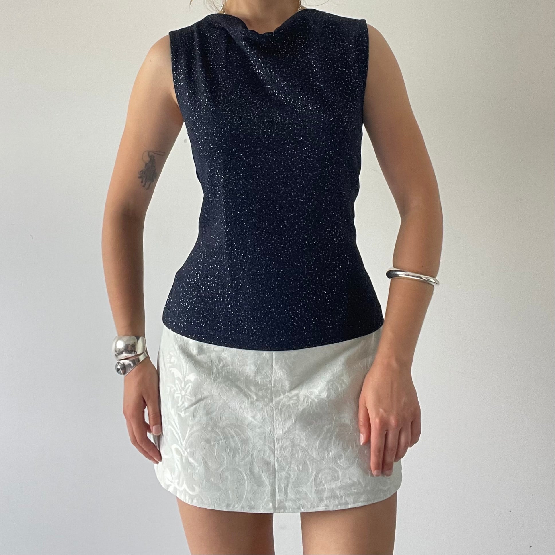 Stax Glitter Cowl Neck Tank | 10-12