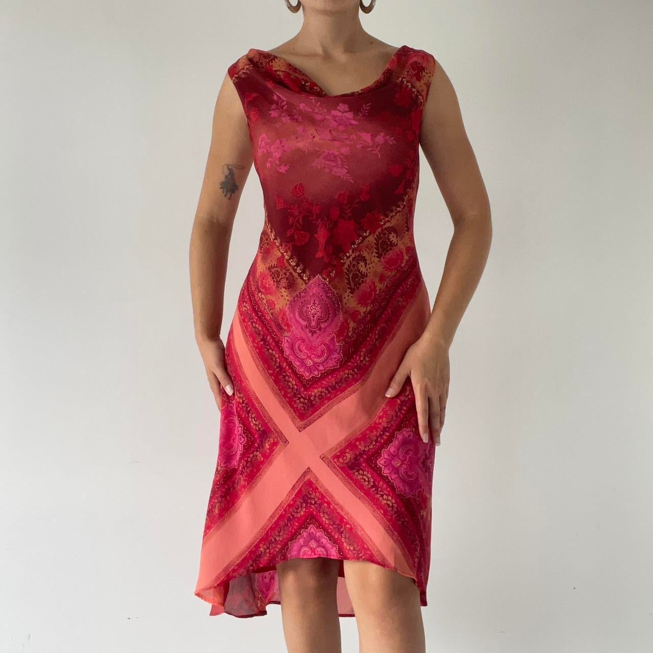 Paisley Cowl Midi Dress | Made in USA | 8-10