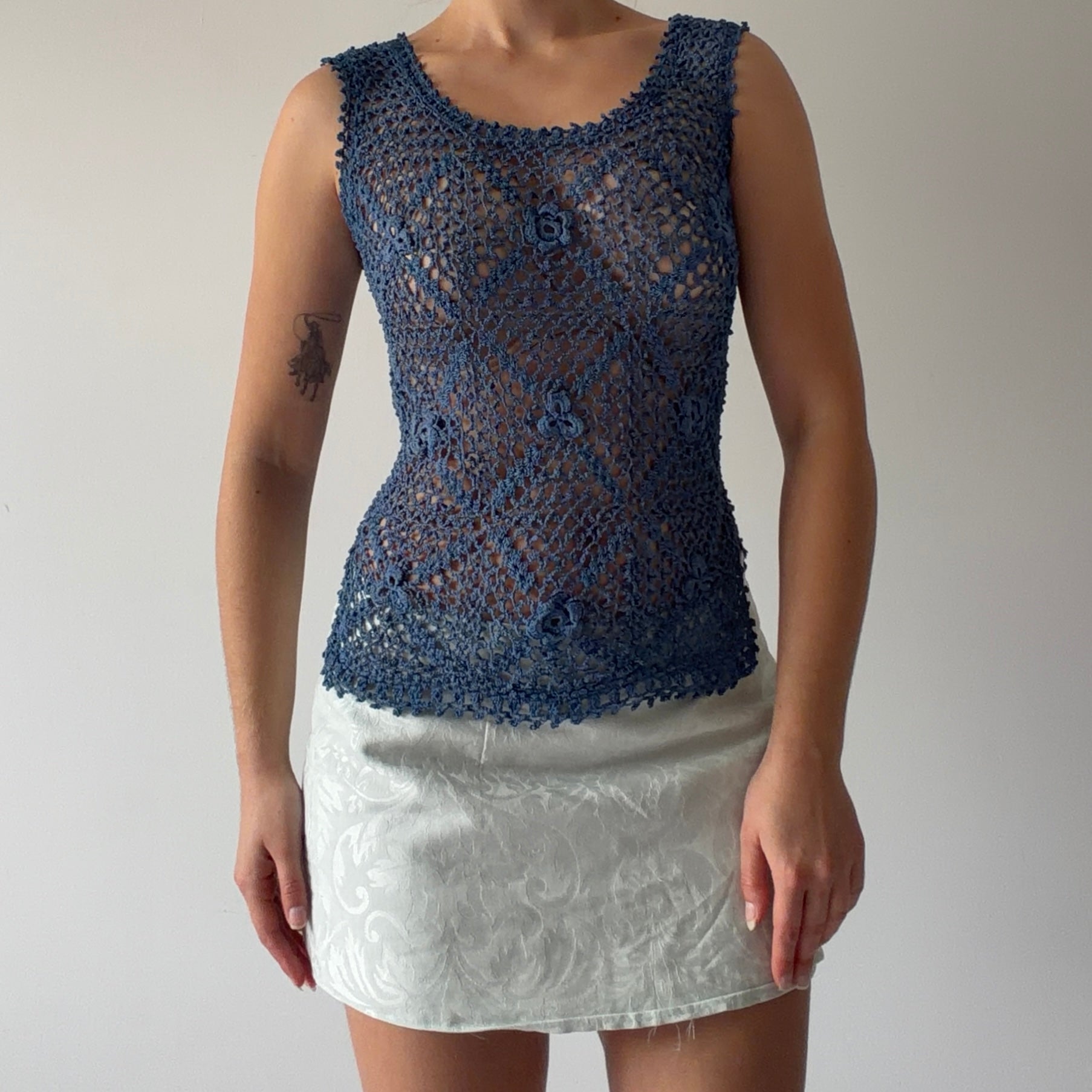 00s Blue Crochet Cami | 8-10