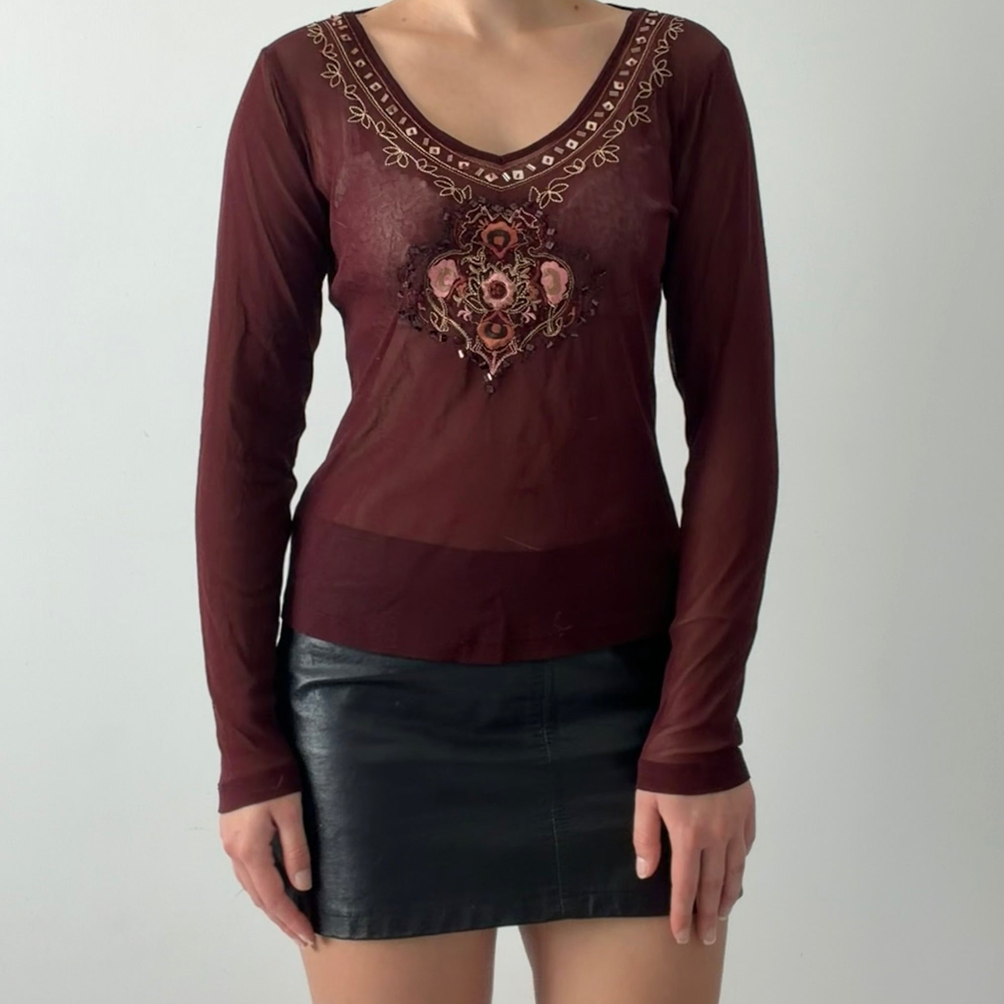 New York & Company Mesh Long Sleeve | XS