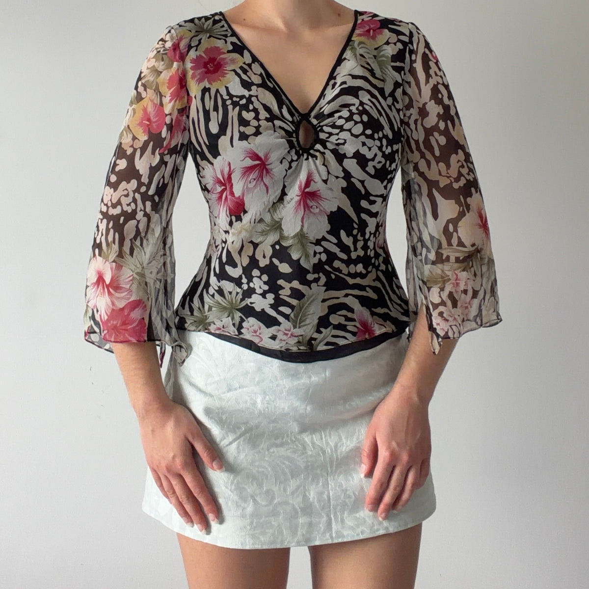 Ice Silk Bell Sleeve Top | S