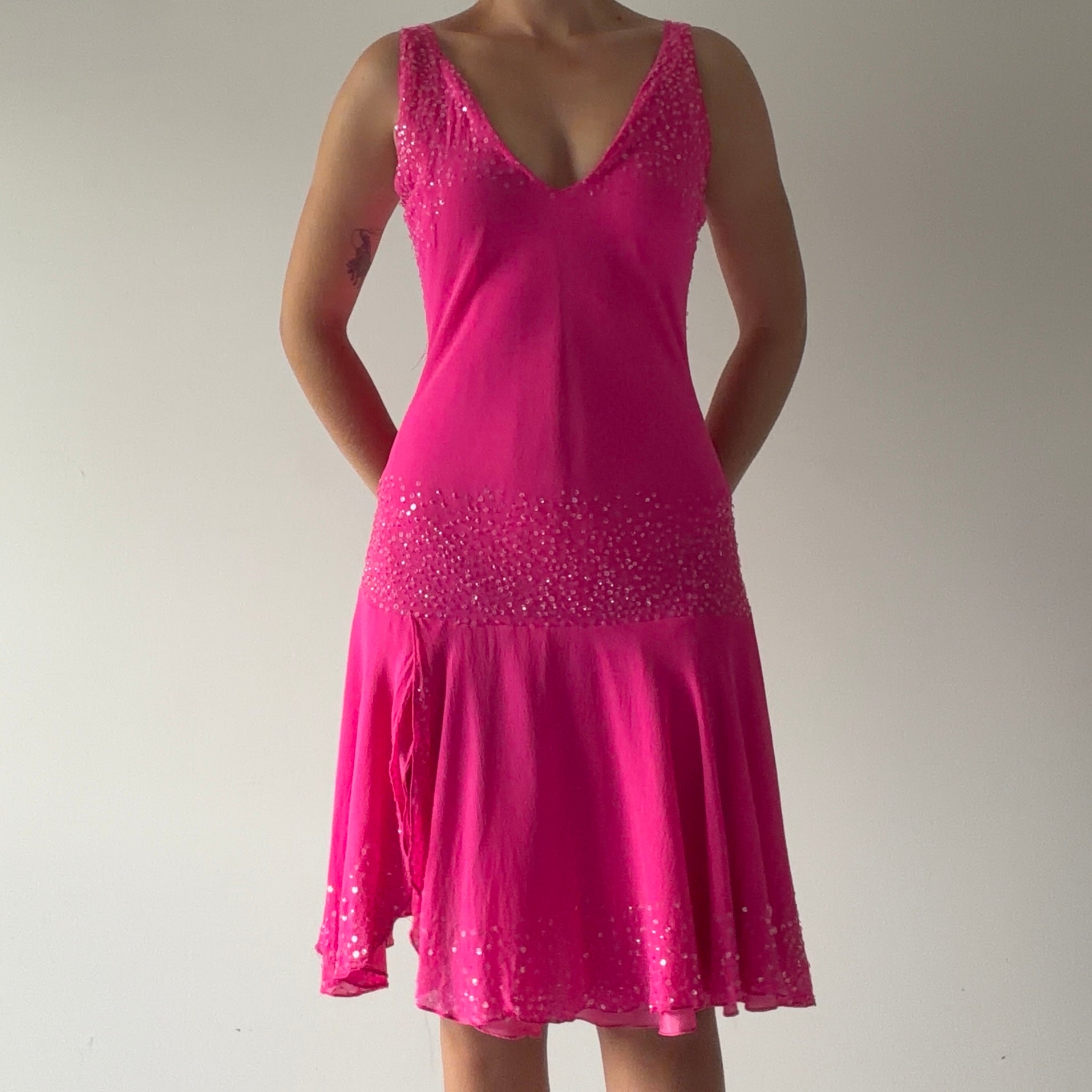 Silk Sequin Midi Dress | 8-10
