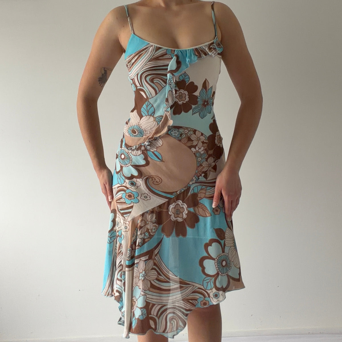 NafNaf Ruffle Midi Dress | XS