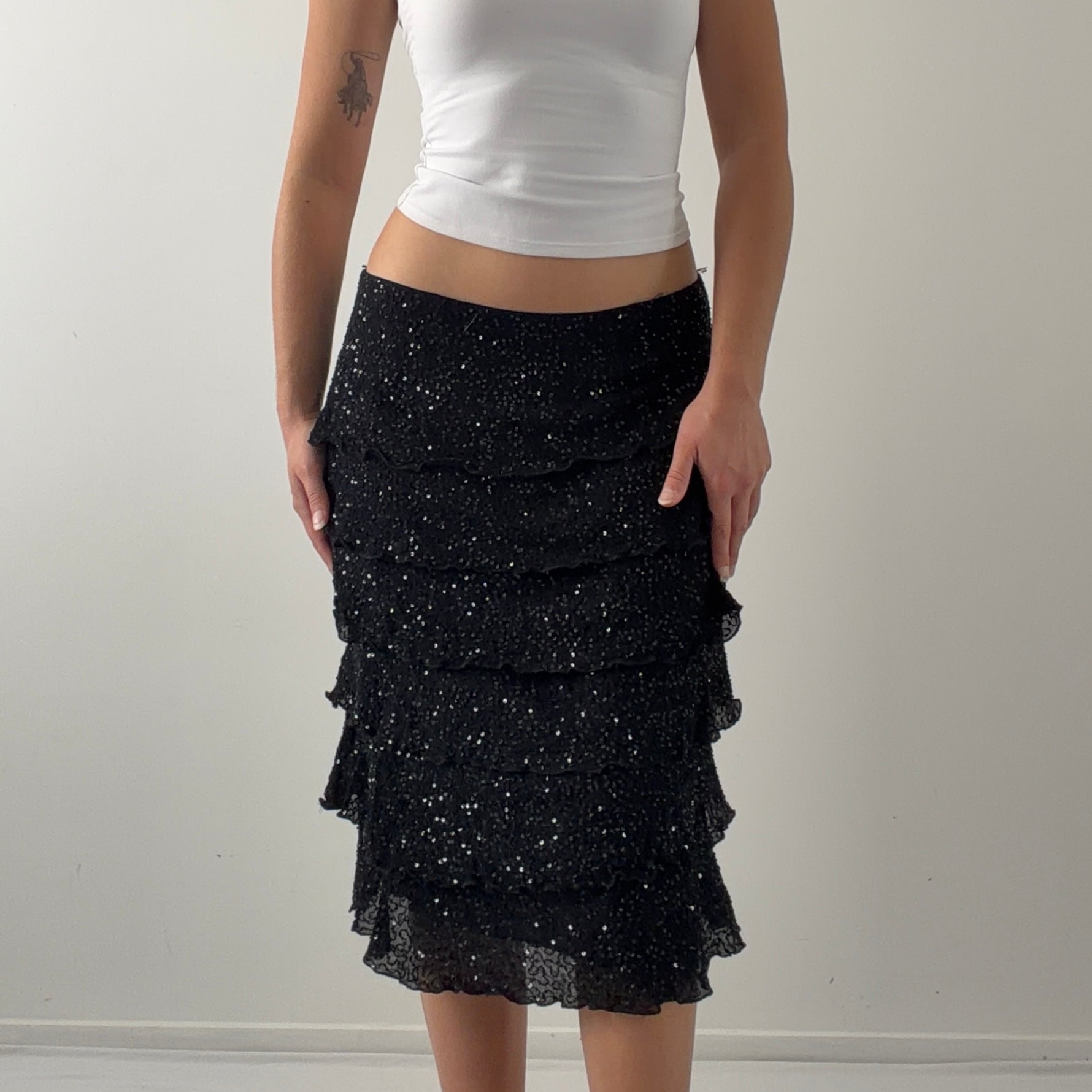JFW Sequinned Tiered Midi Skirt | 8-12
