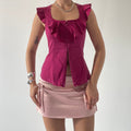 Cue Double Zip Ruffle Top |6-8