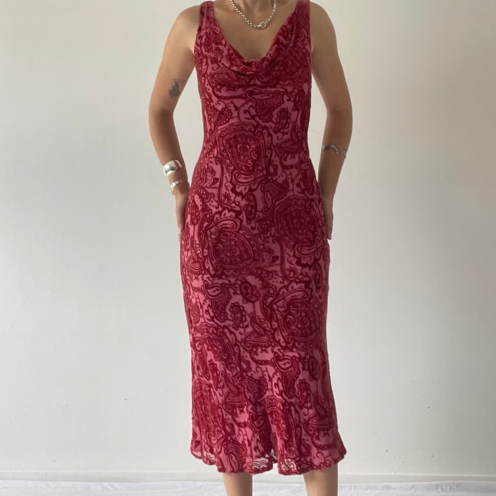 Monsoon Silk Cowl Midi Dress | 8-10