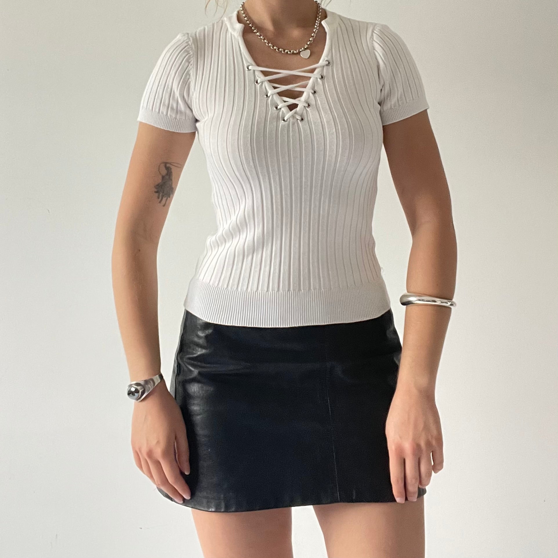 Fitted Tee Lace Up Top | 6-8