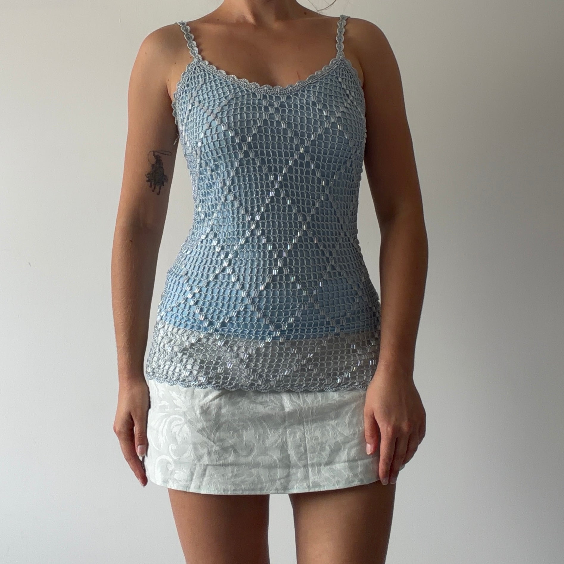 Pagani Beaded Crochet Top | M
