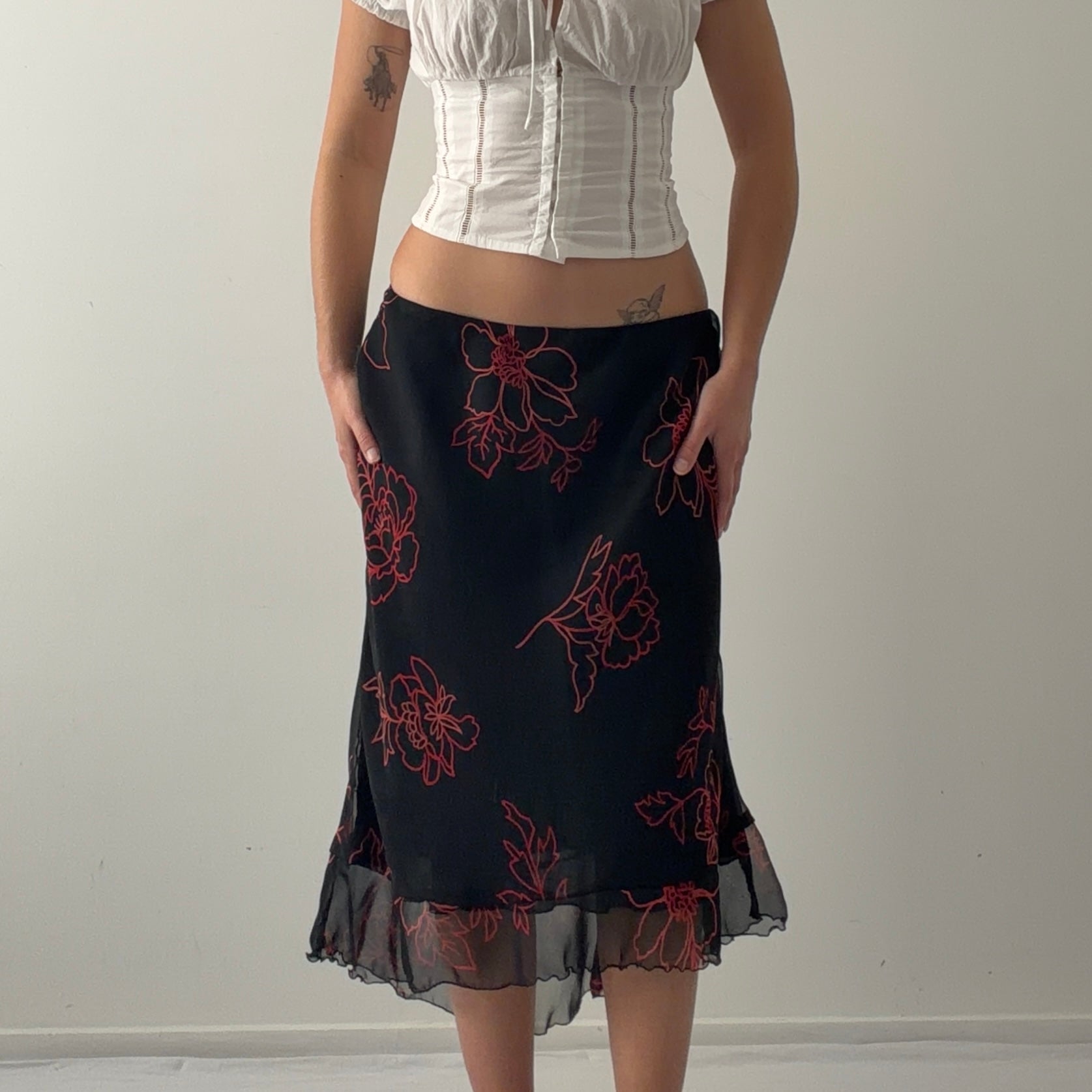 Giorgio Fiorlini Floral Midi Skirt | L