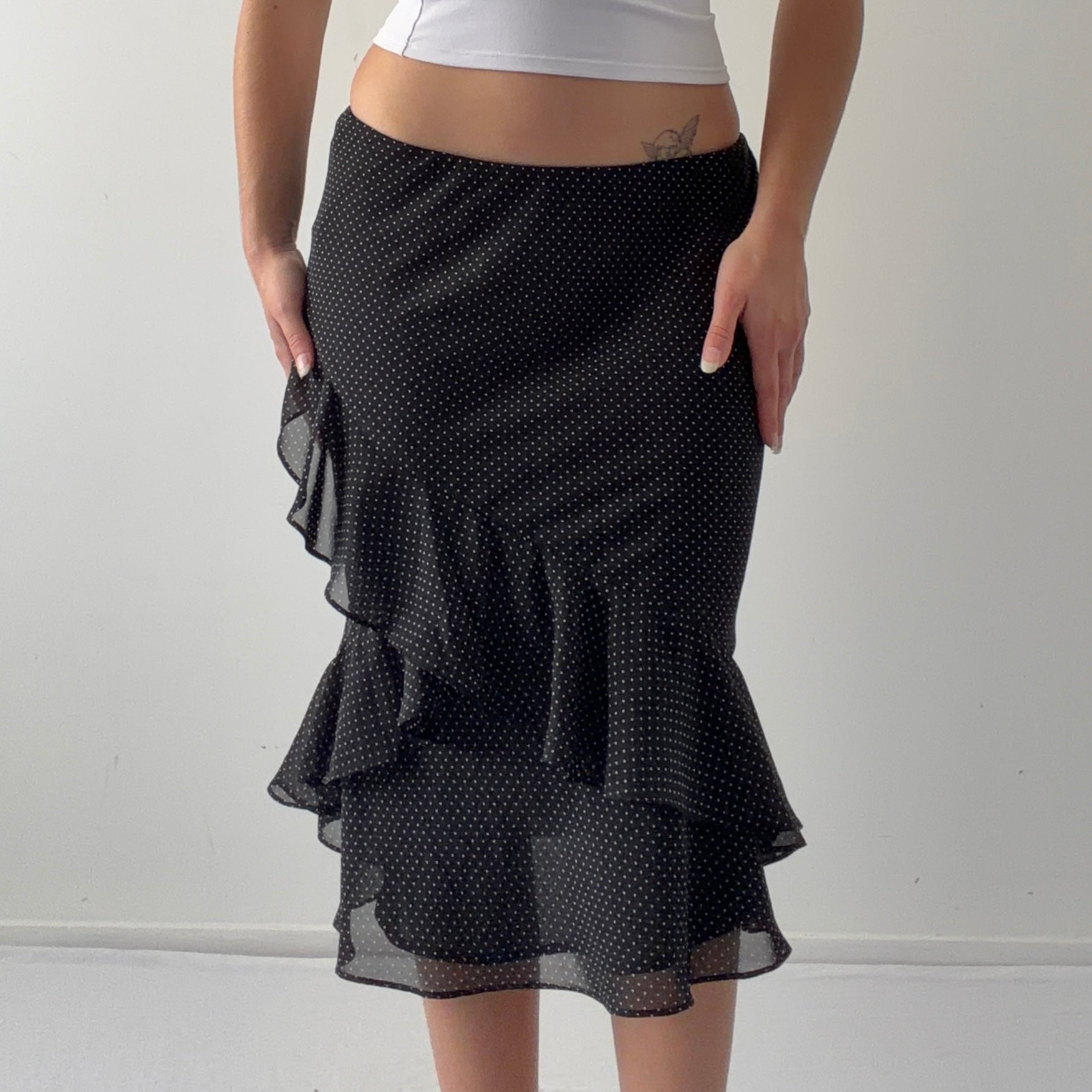 Chaps Polka Dot Ruffle Skirt | 10-14