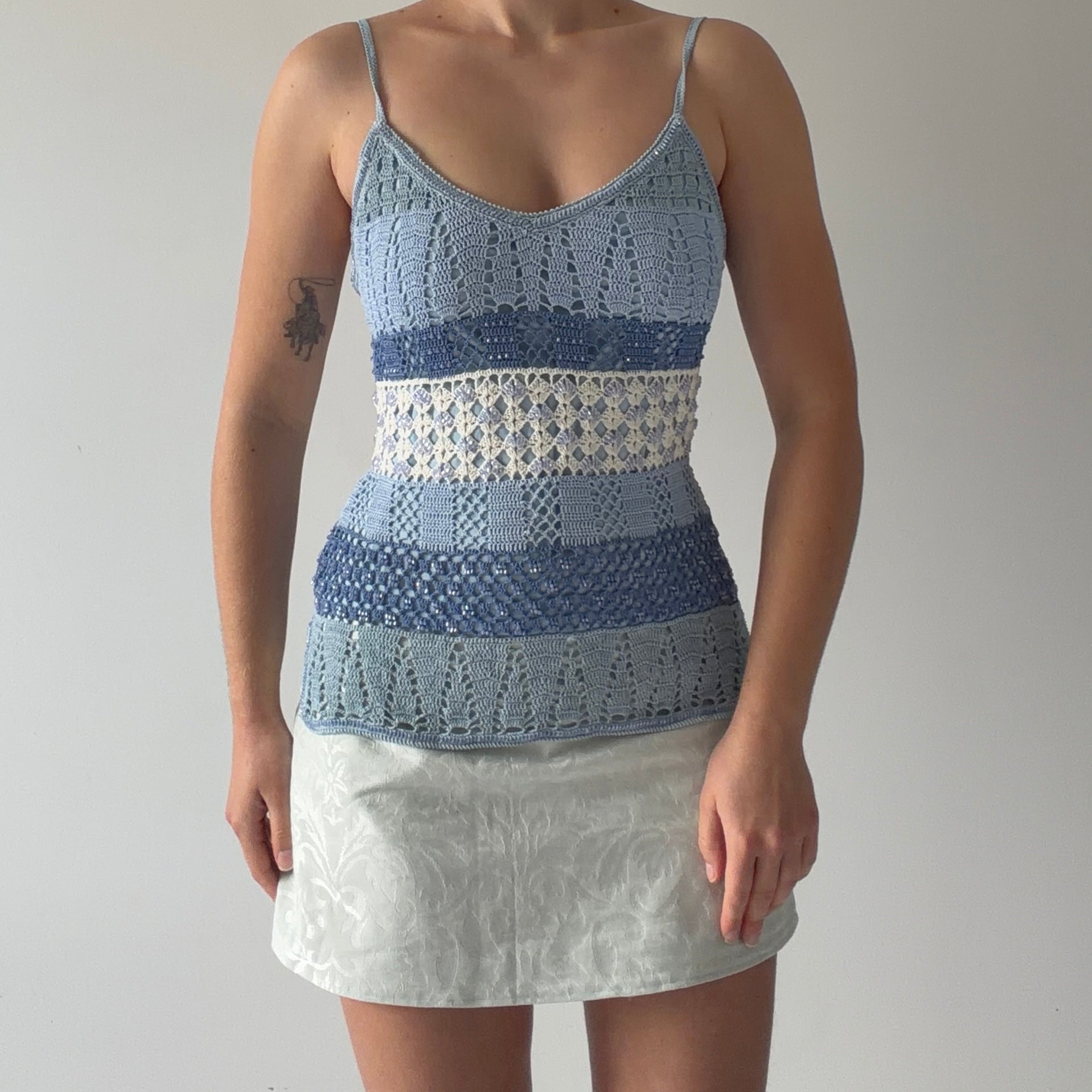 Redondo Crochet Beaded Top | M