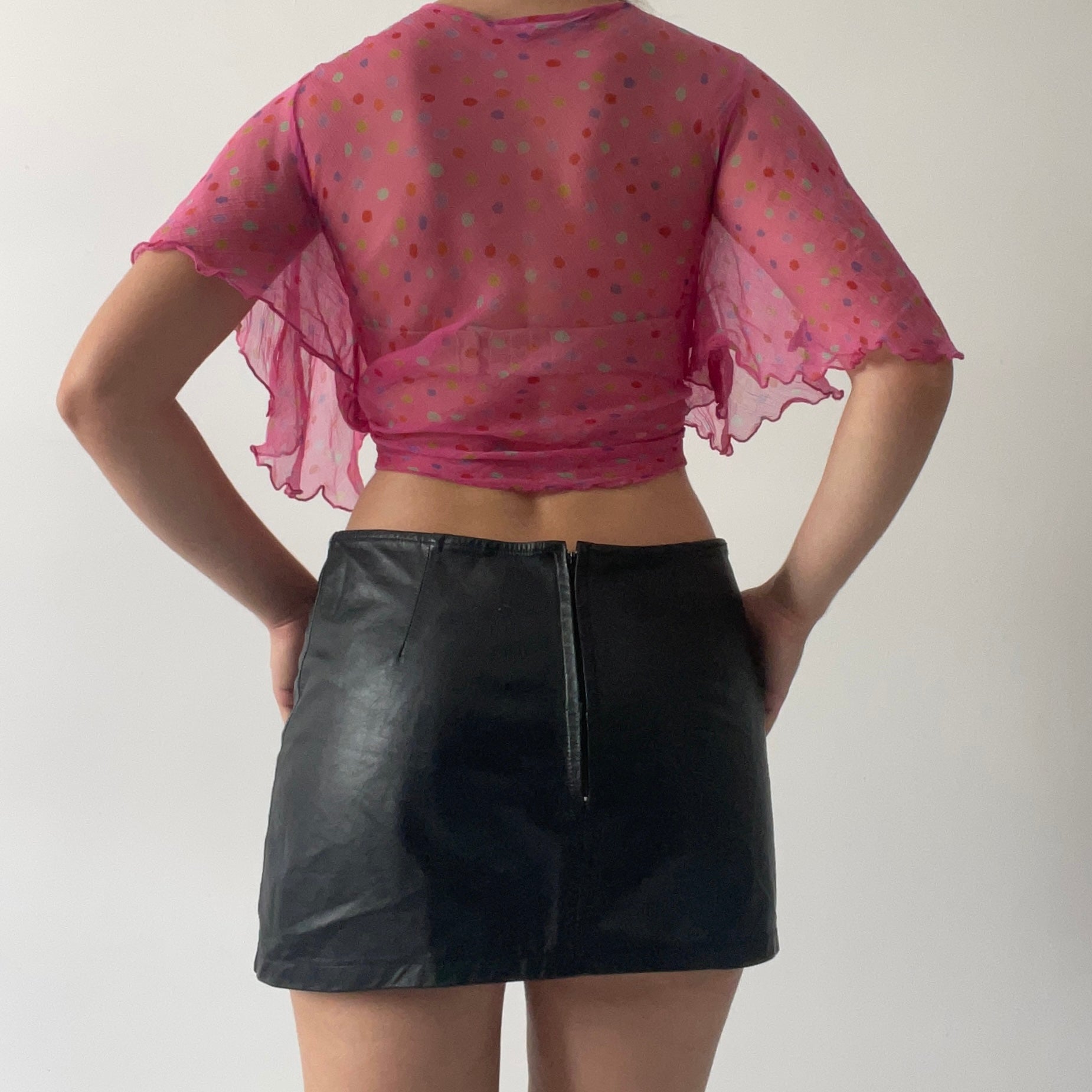 Polka Dot Silk Wrap Top | 6-8