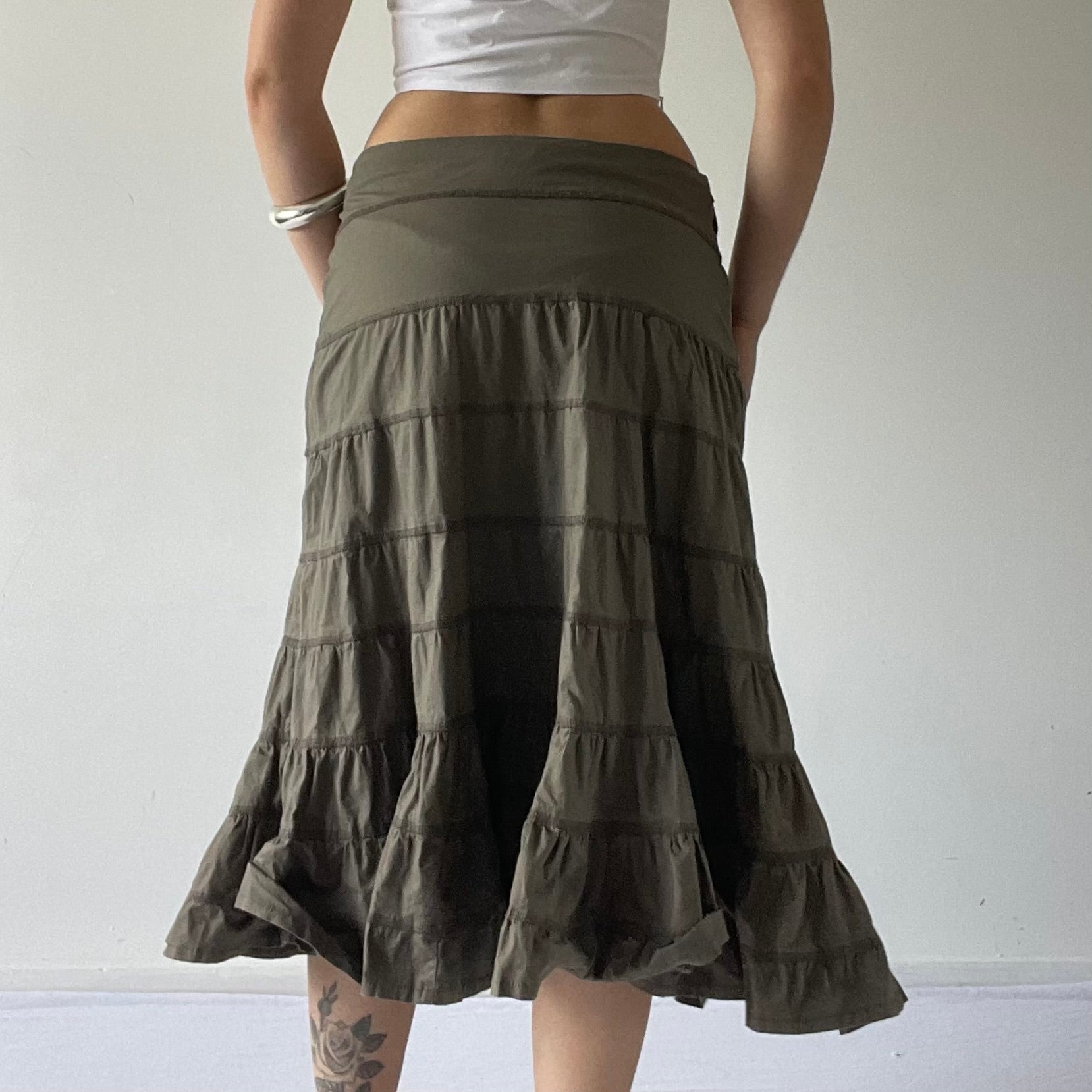 Max Khaki Tiered Ruffle Skirt | 6-10