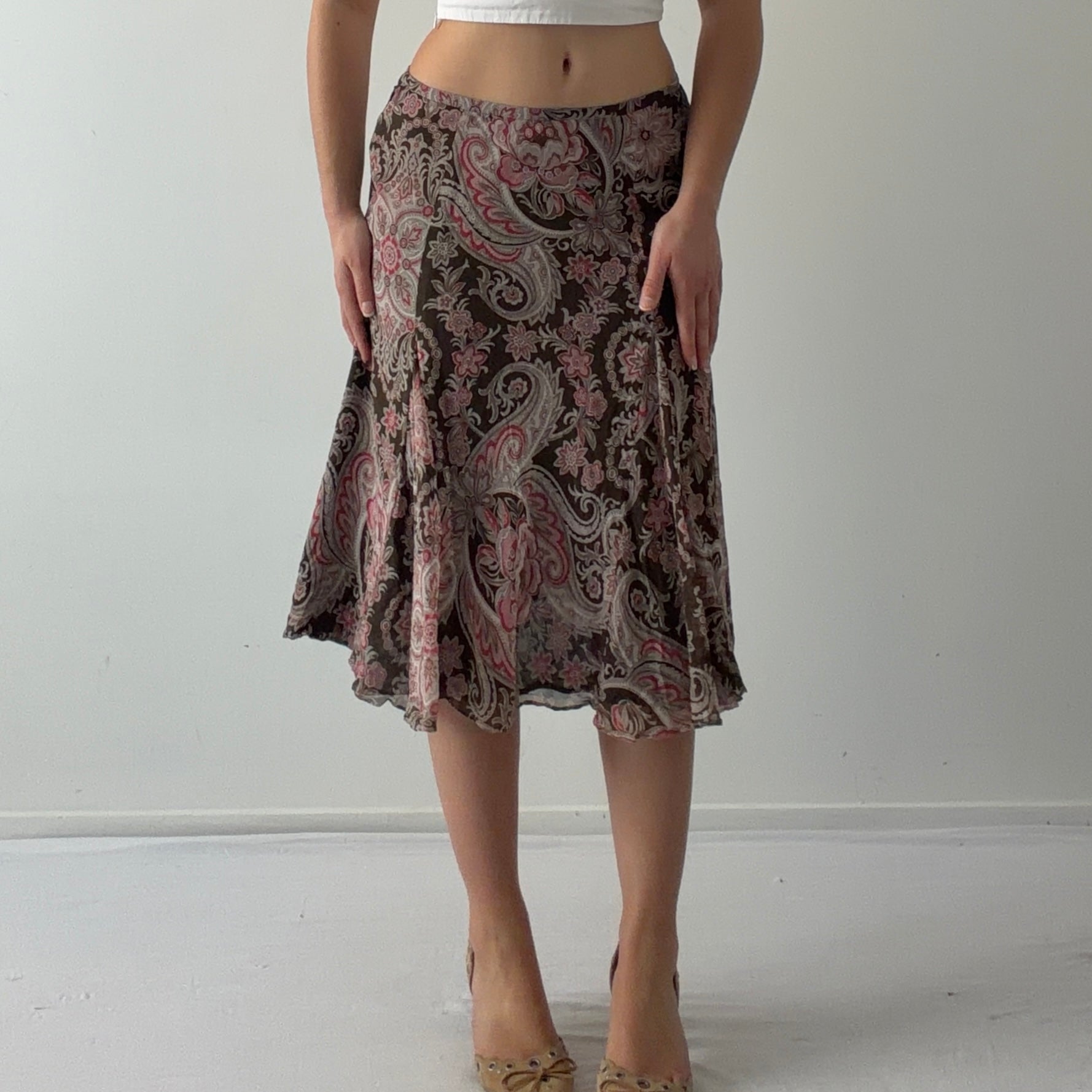 Ann Taylor Silk Paisley Midi Skirt | 6-8