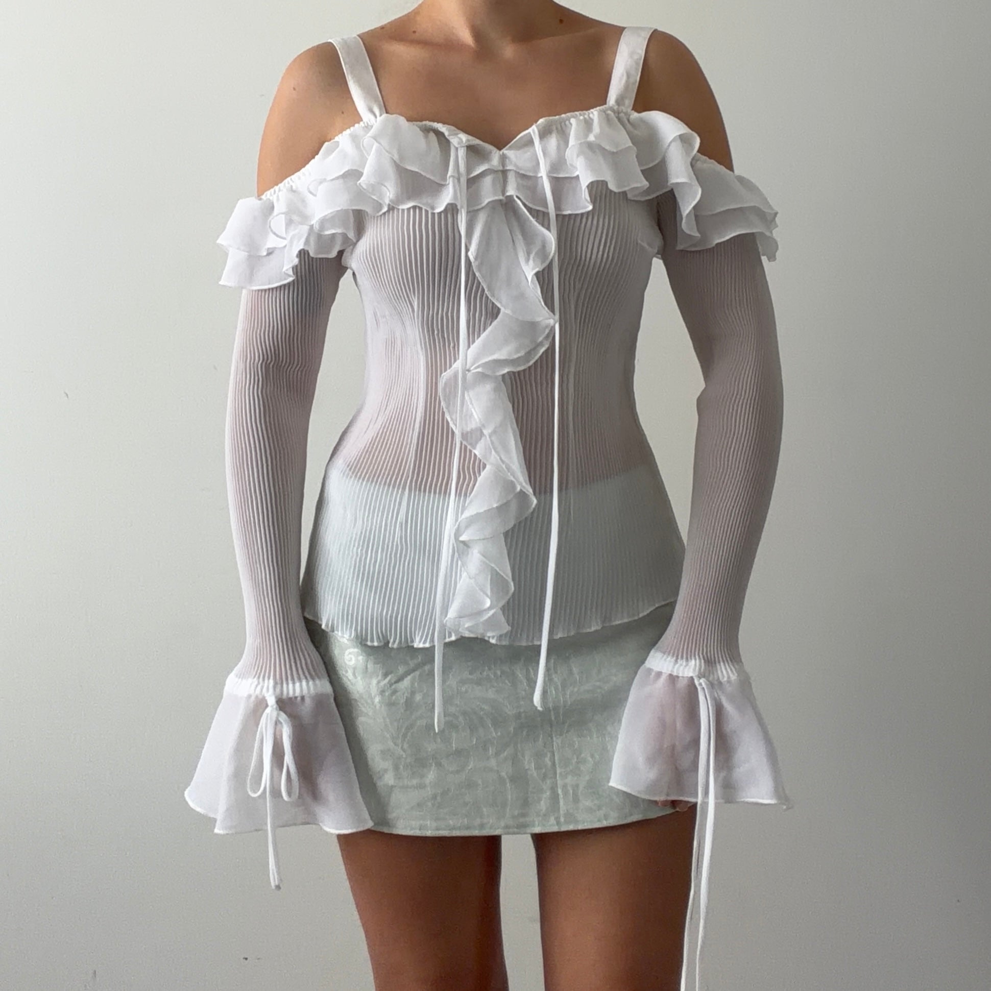 Kaelyn-Max Plissé Ruffle Top | M