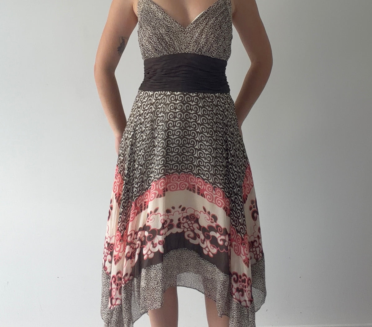 Sangria Silk Handkerchief Dress | L