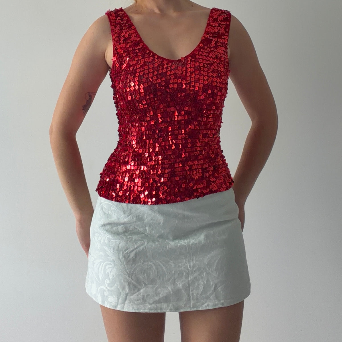 Ozone Crochet Sequin Cami | S