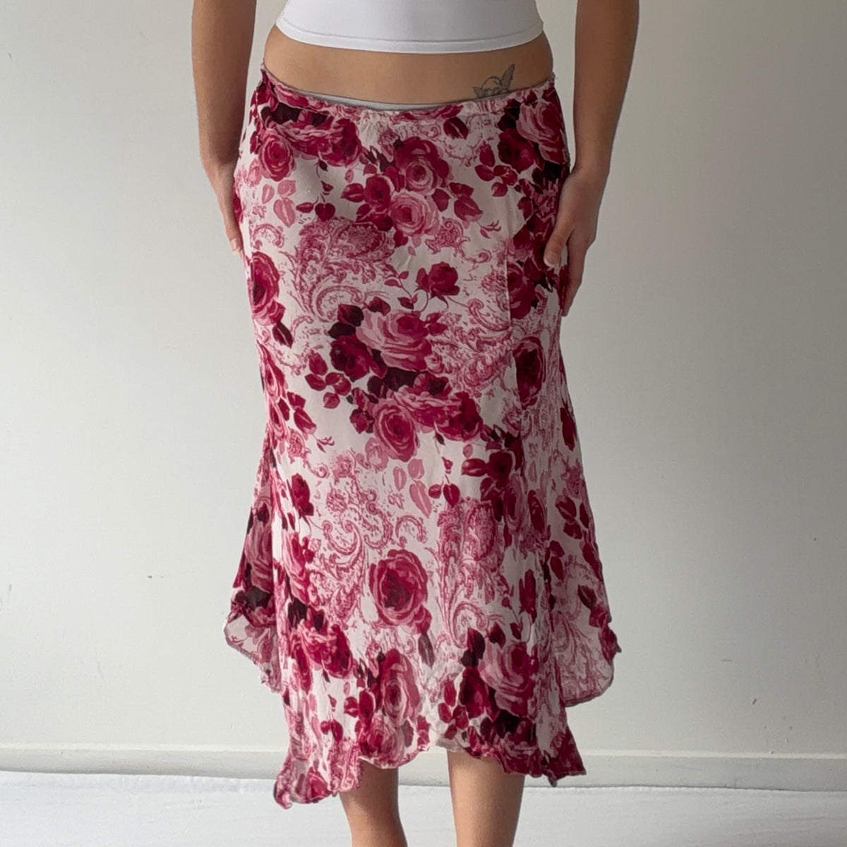 Rose Asymmetric Midi Skirt | 10-12
