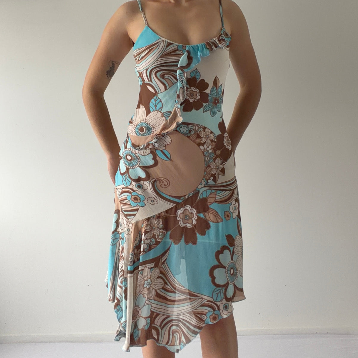 NafNaf Ruffle Midi Dress | XS