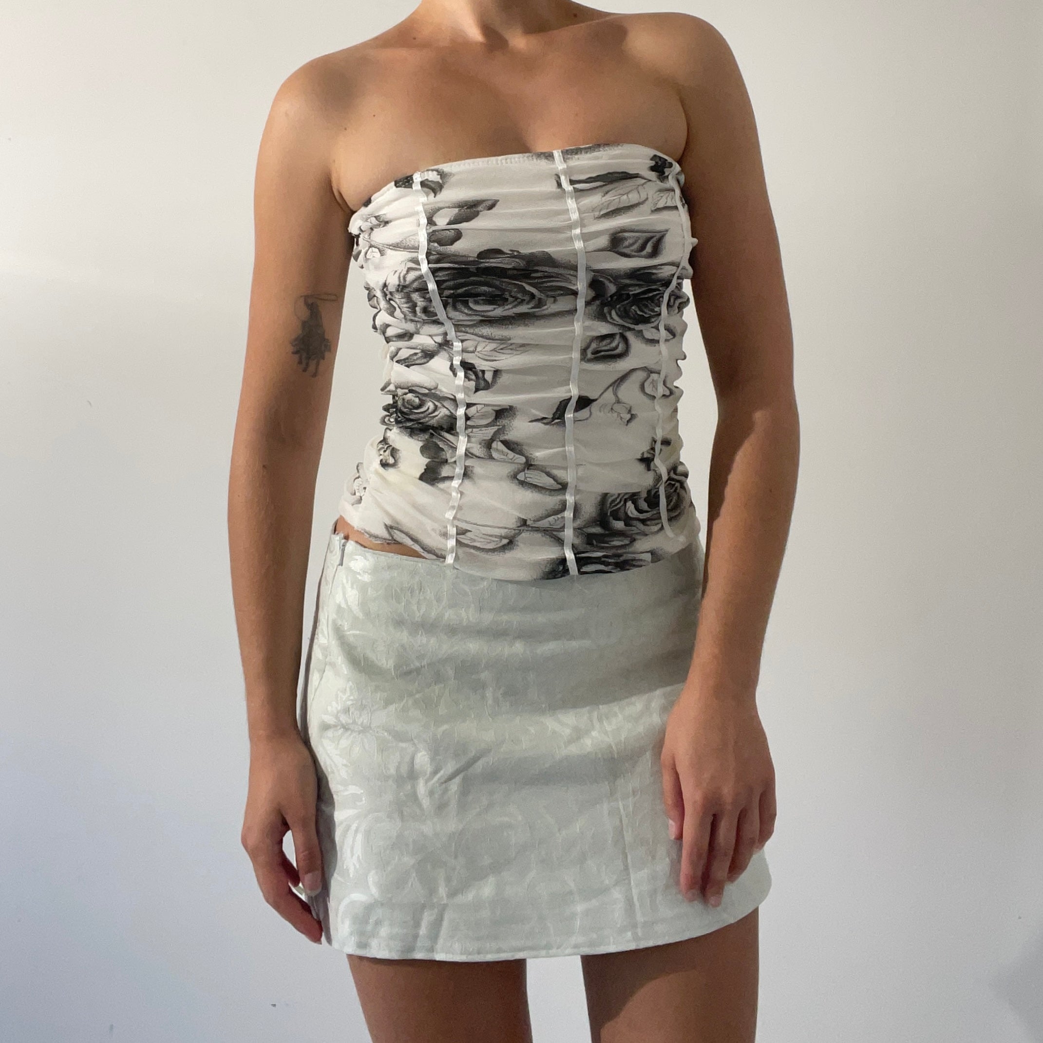 Italian Strapless Mesh Top | S