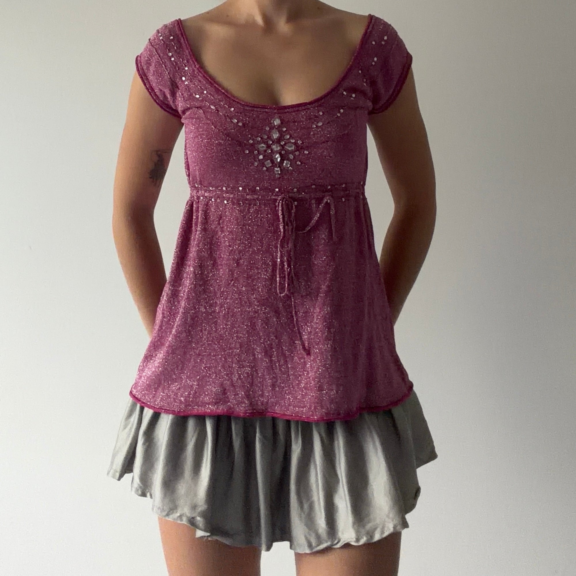 Arden B Beaded Babydoll Top | 8-10