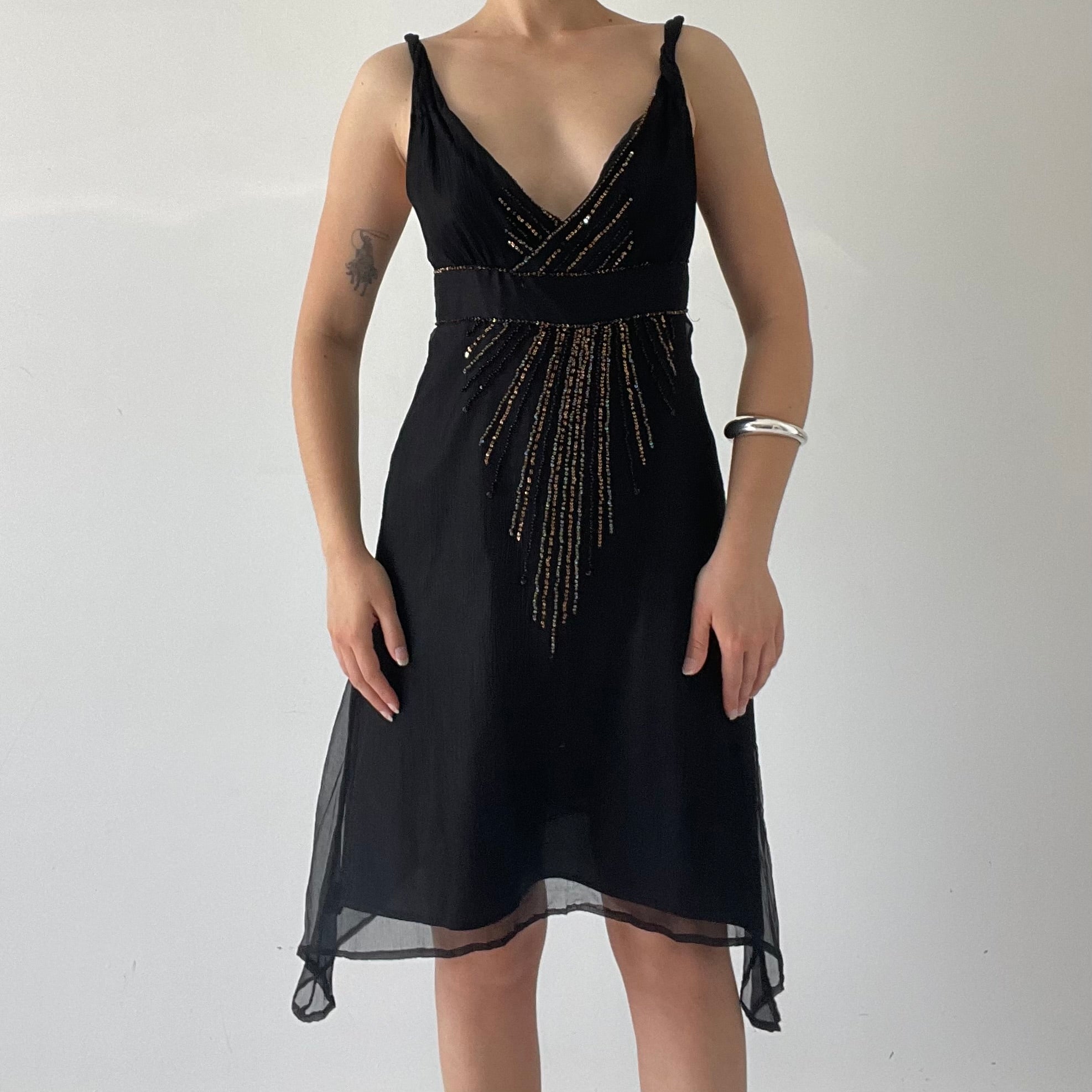 100% Silk Sequin Midi Dress | S