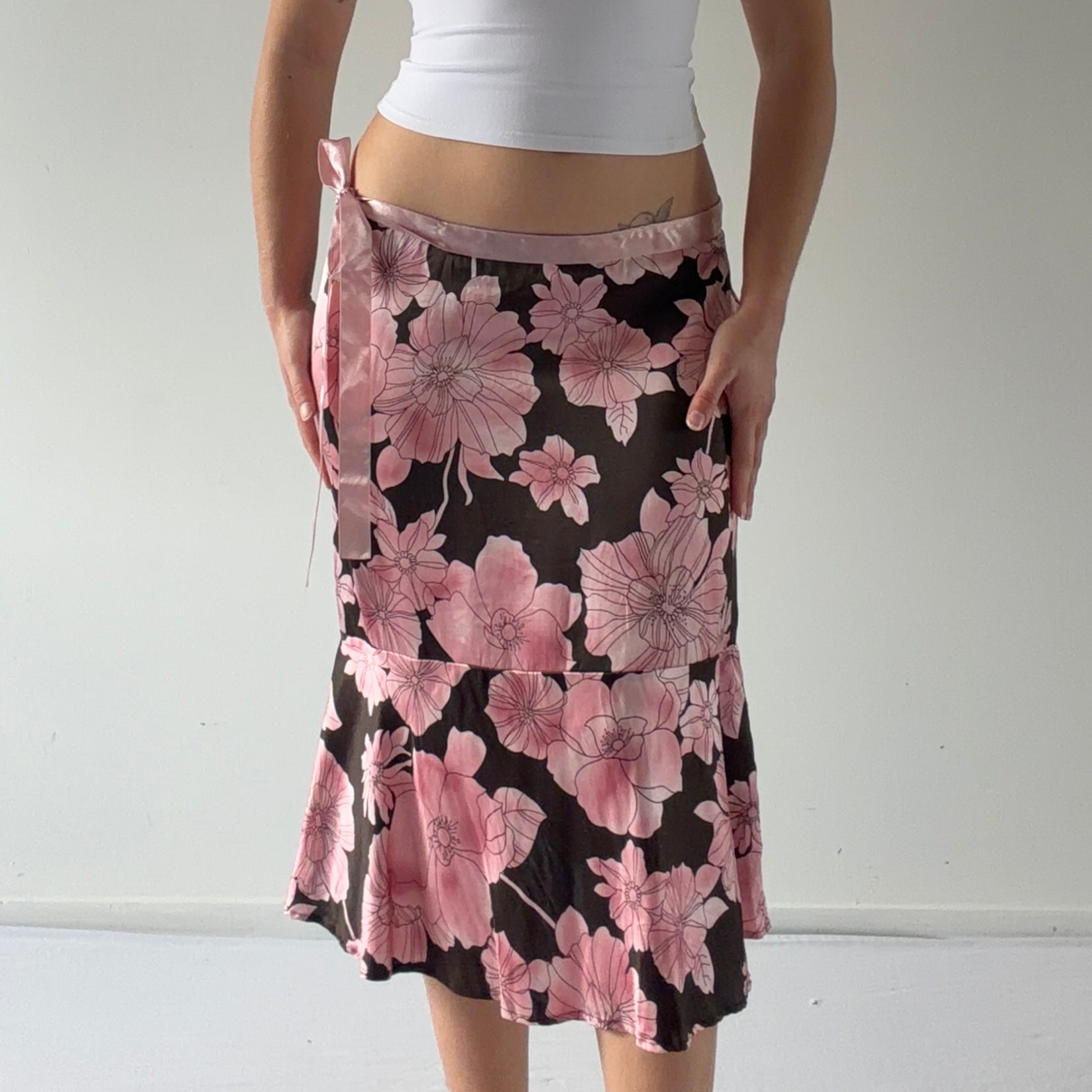 New York & Company Silk Floral Midi Skirt | 10-12