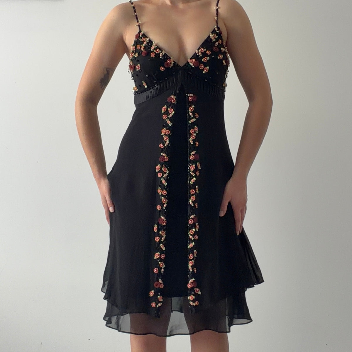 Rare Sue Wong Nocturne Silk Rosette Midi Dress | M