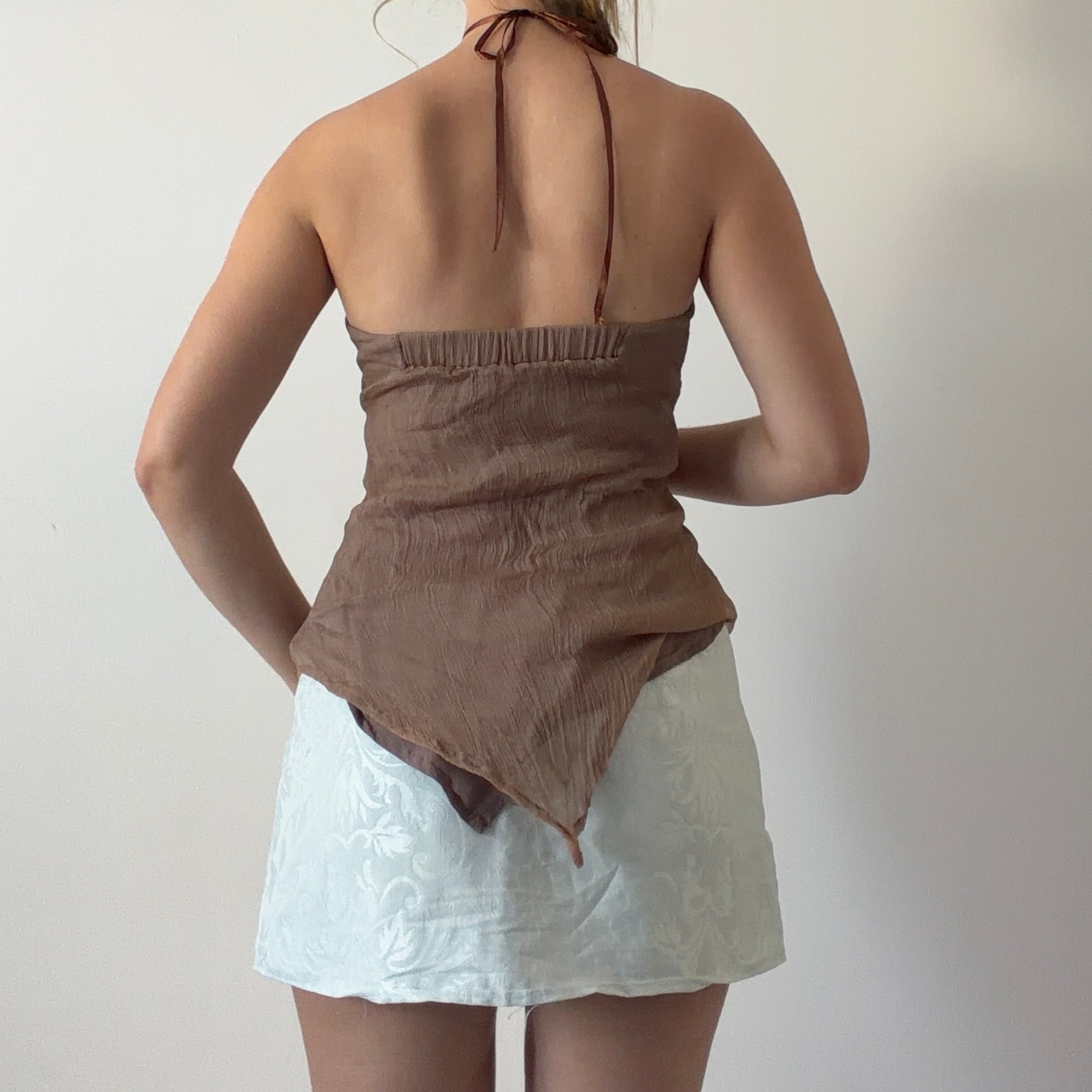 Silk Beaded Halter Top | 10-12