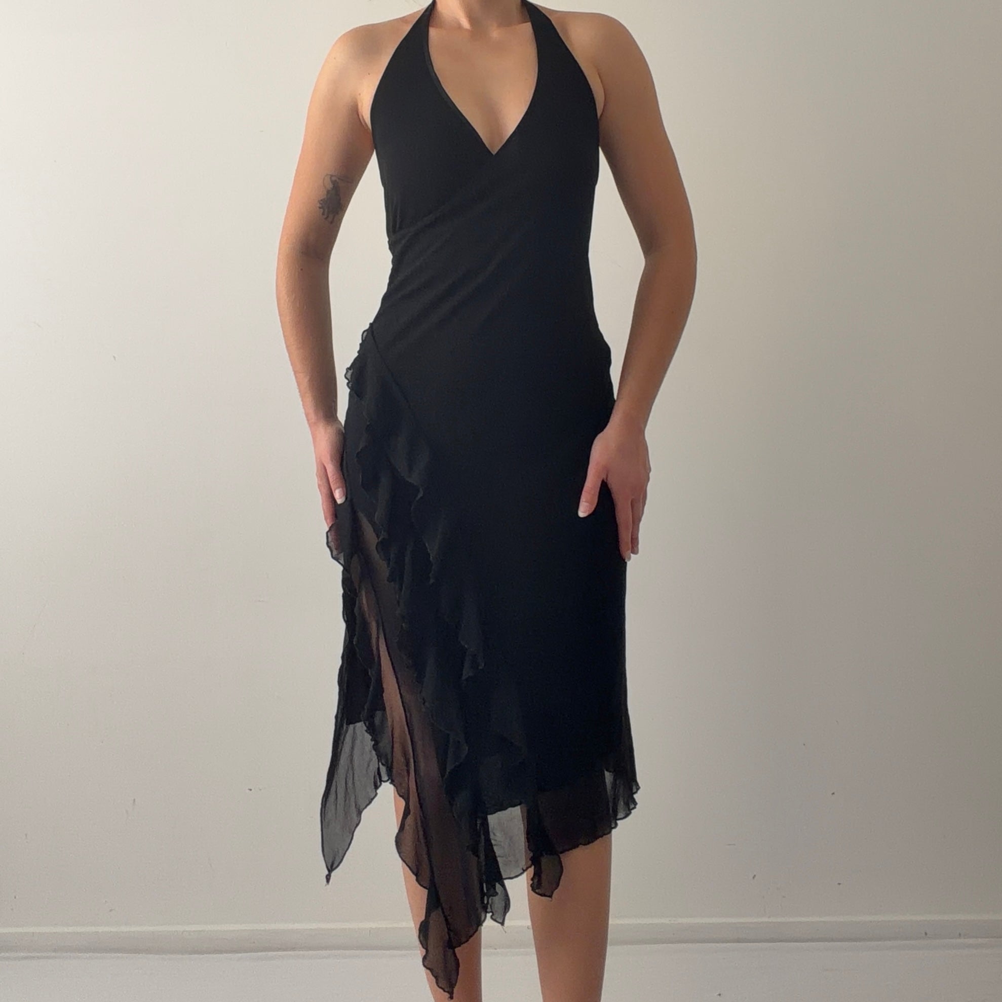 Halter Ruffle Midi Dress | 8-10