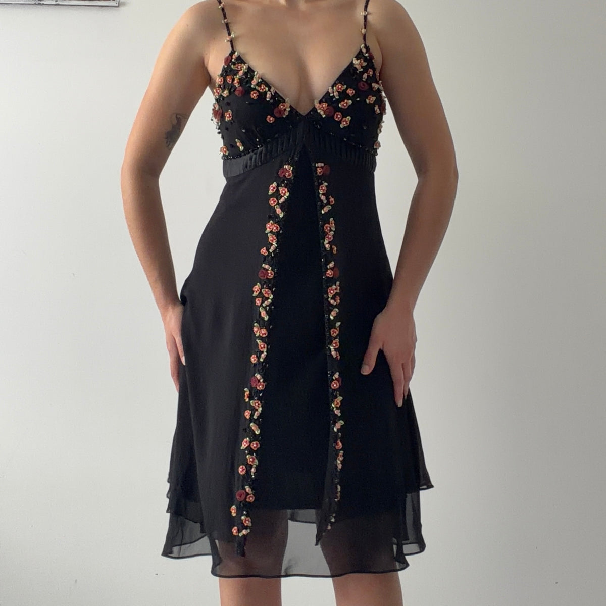 Rare Sue Wong Nocturne Silk Rosette Midi Dress | M