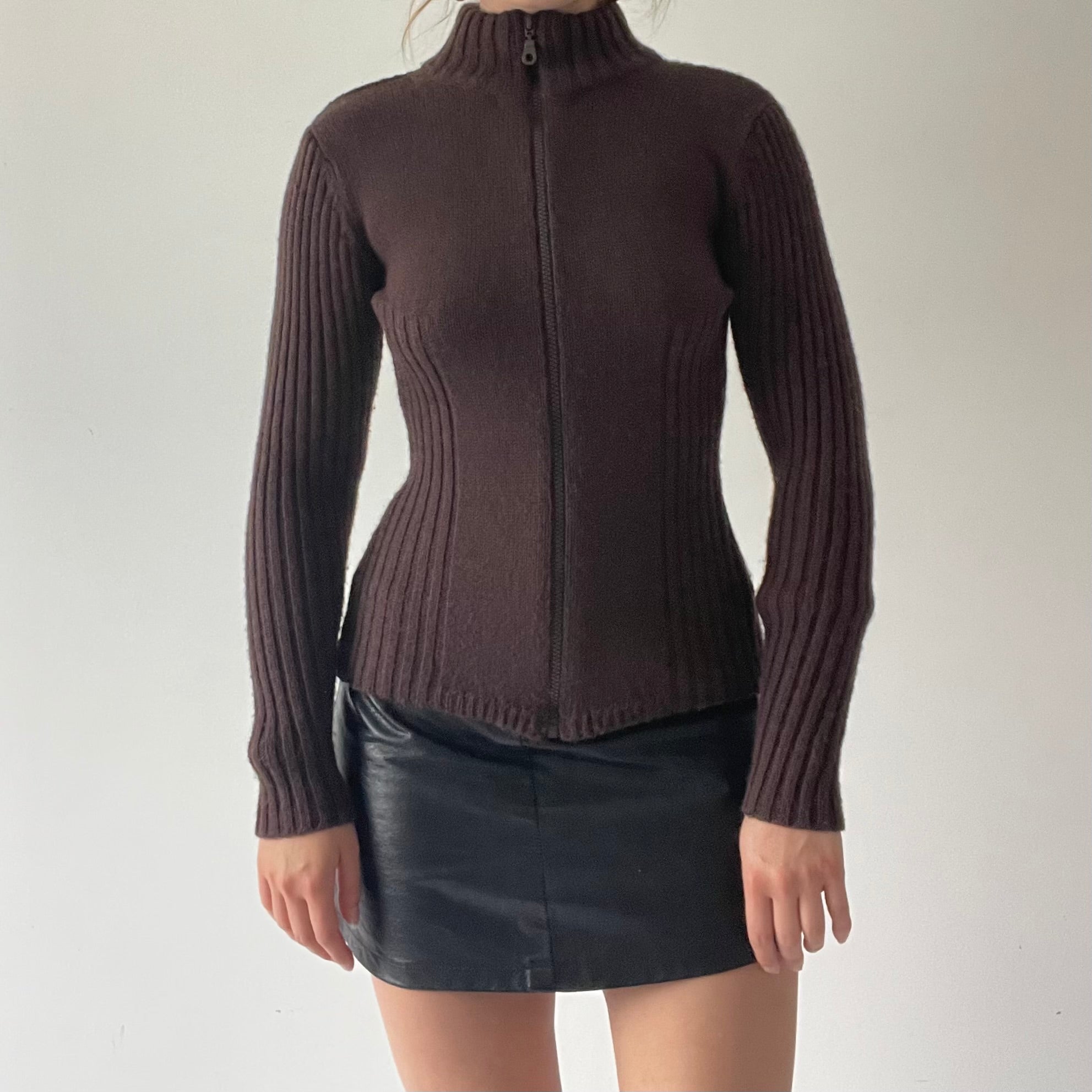 90s Glassons Wool knit Zip Up | 6-8