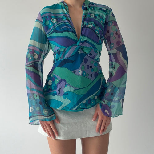 Ice Silk Bell Sleeve Top | L