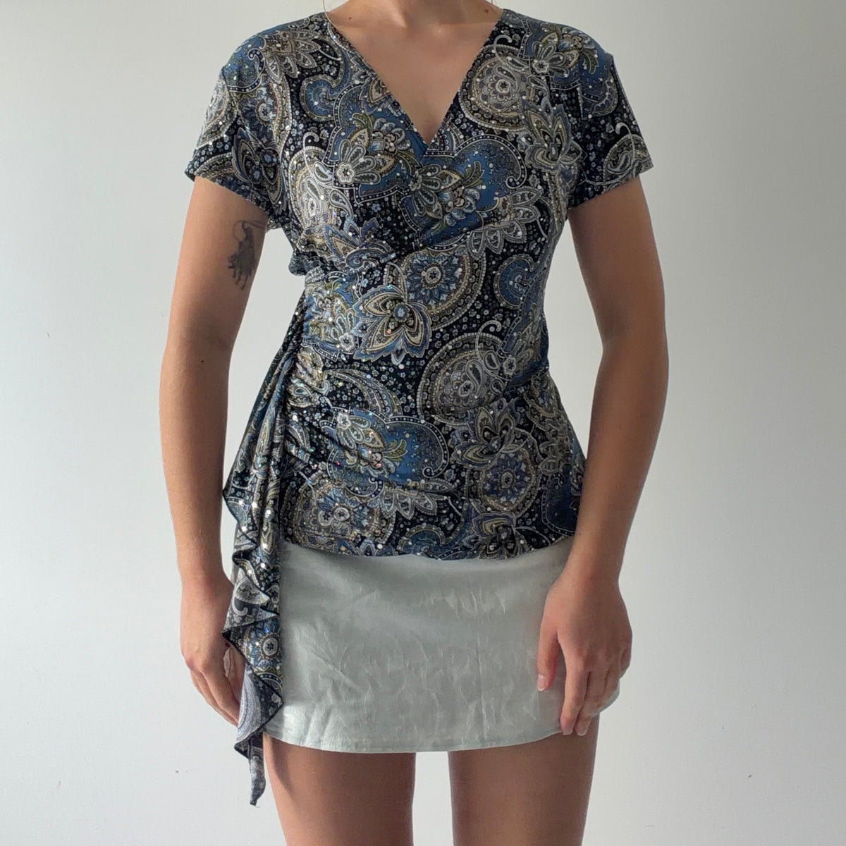 Brittany Black Paisley Wrap Top | L