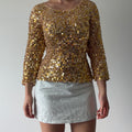 Crochet Sequin Gold Top | L-XL