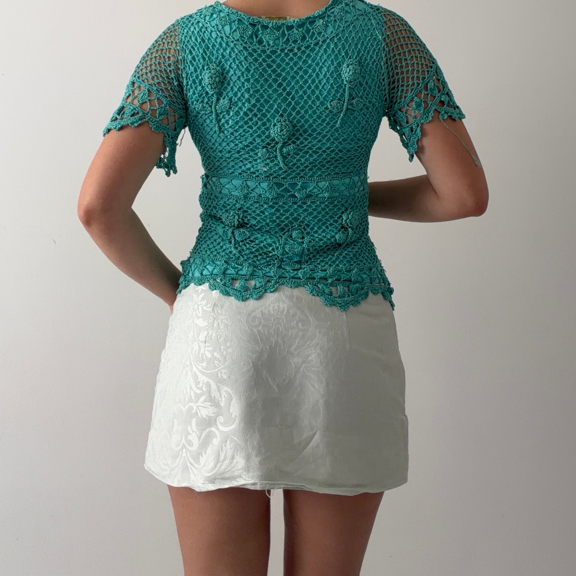 Papillon Crochet Top | Aqua | 10-12