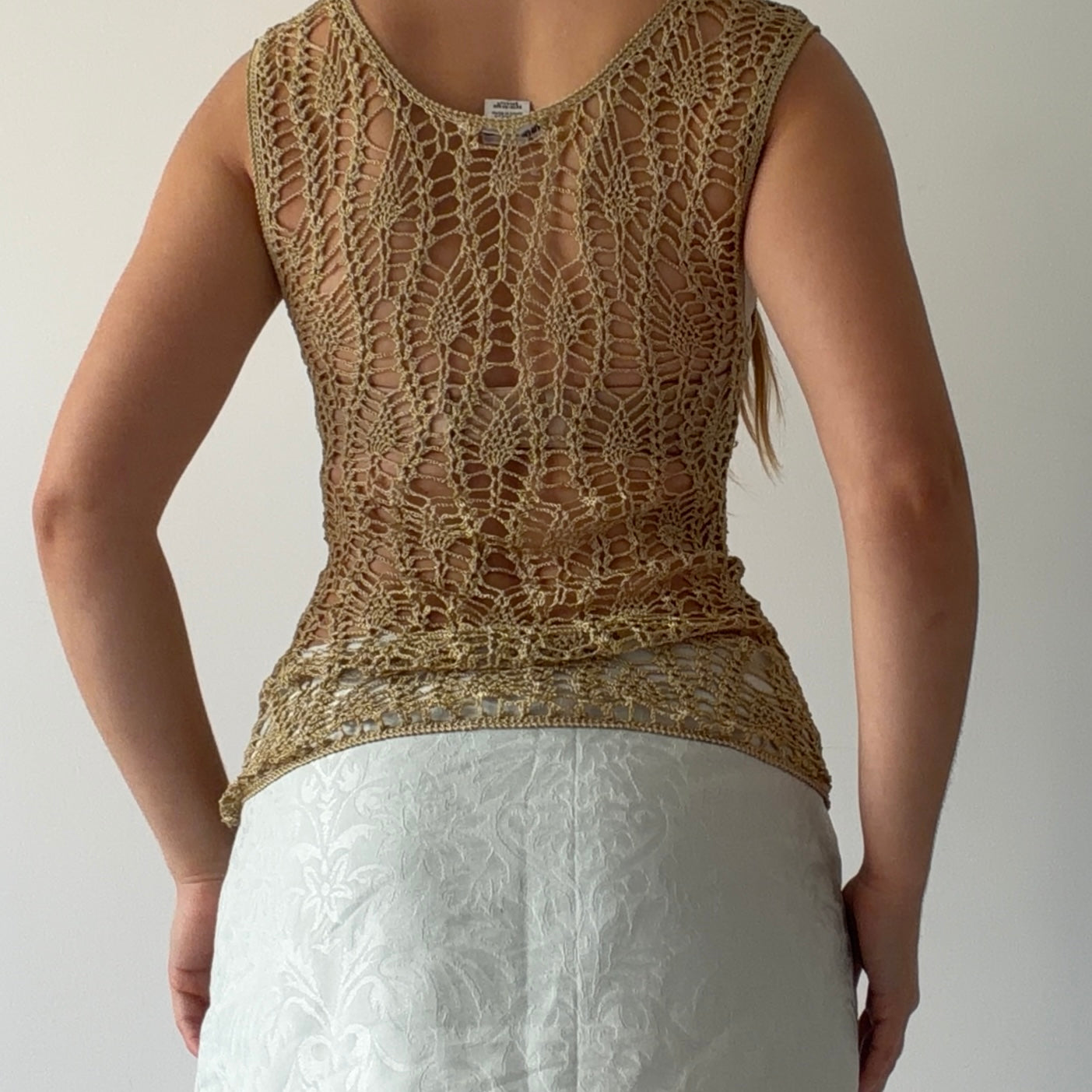 Hand Crochet Beaded Top | M