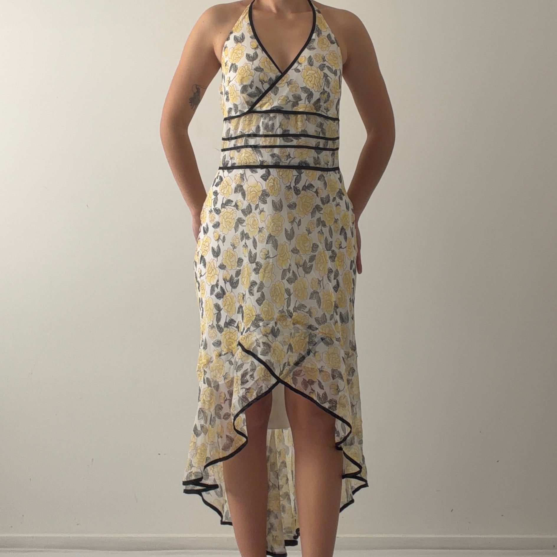Alyn Page Floral Halter Dress | Made in USA | 12-14