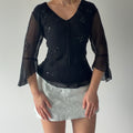 Silk Land Beaded Bell 3/4 Sleeve Top | M-L