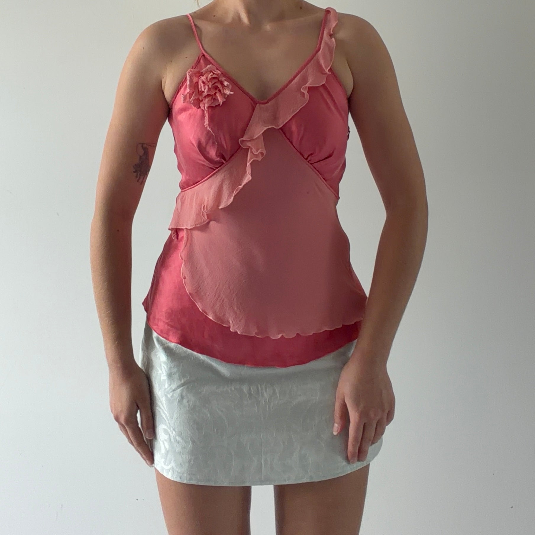 So Cool Silk Ruffle Cami Top | XS